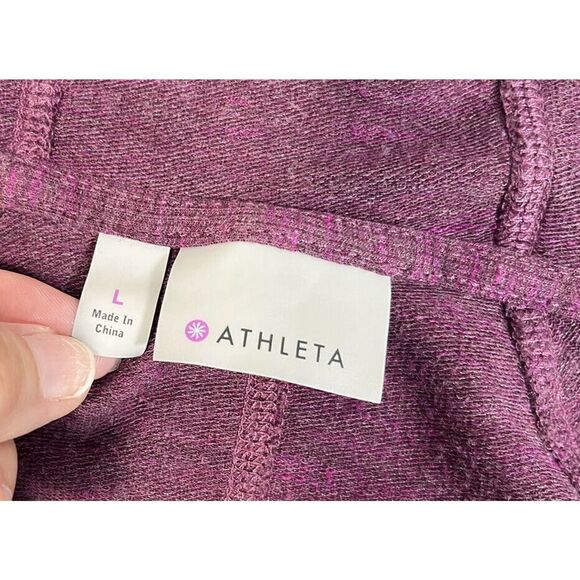 Athleta Womens Inner Twist Hooded Sweatshirt Long Sleeve Size Large Red Purple - Picture 11 of 13